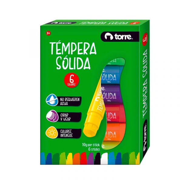 Tempera Torre 6 colores solida